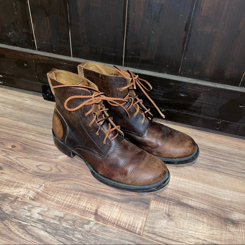 Men’s Leather Rockabilly Boots Shoes Size 9.5 D Riley Low Lace